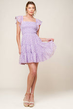 PLAYFULLY POSH LAVENDER WOVEN MINI DRESS - By Baano
