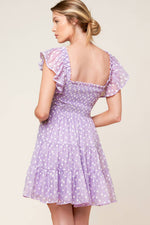 PLAYFULLY POSH LAVENDER WOVEN MINI DRESS - By Baano