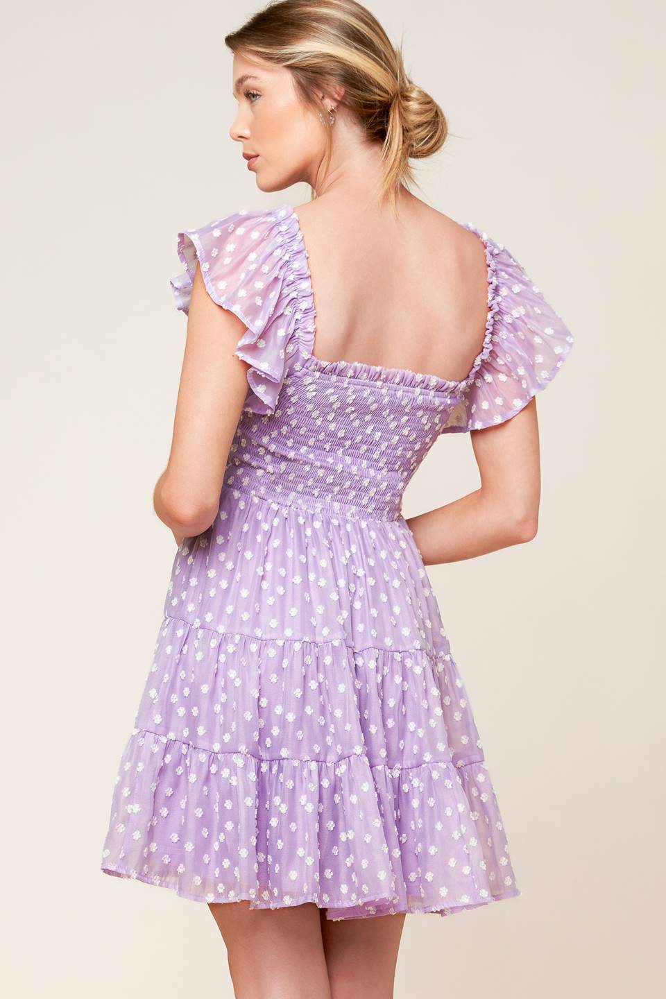 PLAYFULLY POSH LAVENDER WOVEN MINI DRESS - By Baano