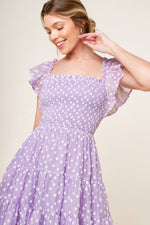 PLAYFULLY POSH LAVENDER WOVEN MINI DRESS - By Baano