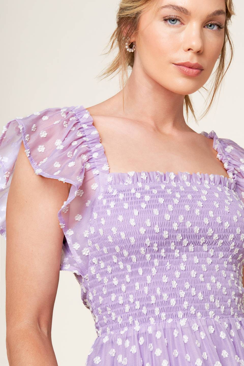PLAYFULLY POSH LAVENDER WOVEN MINI DRESS - By Baano