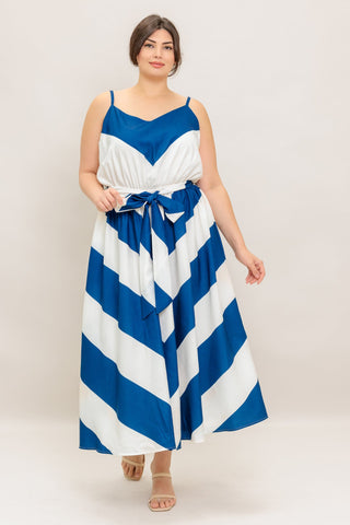 RADIANT HEART NAVY WOVEN MIDI DRESS - By Baano