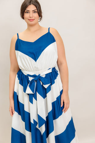 RADIANT HEART NAVY WOVEN MIDI DRESS - By Baano