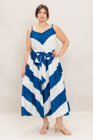 RADIANT HEART NAVY WOVEN MIDI DRESS - By Baano