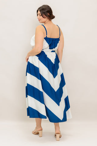 RADIANT HEART NAVY WOVEN MIDI DRESS - By Baano