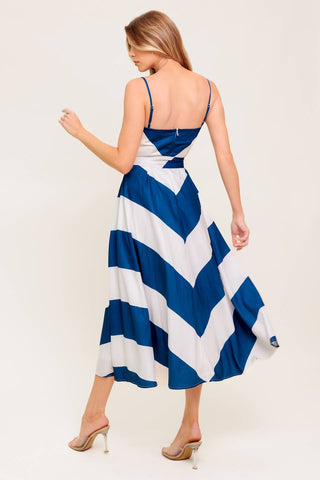 RADIANT HEART NAVY WOVEN MIDI DRESS - By Baano