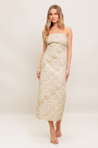 BOHO TROPIC DRAPE WOVEN MIDI DRESS - By Baano