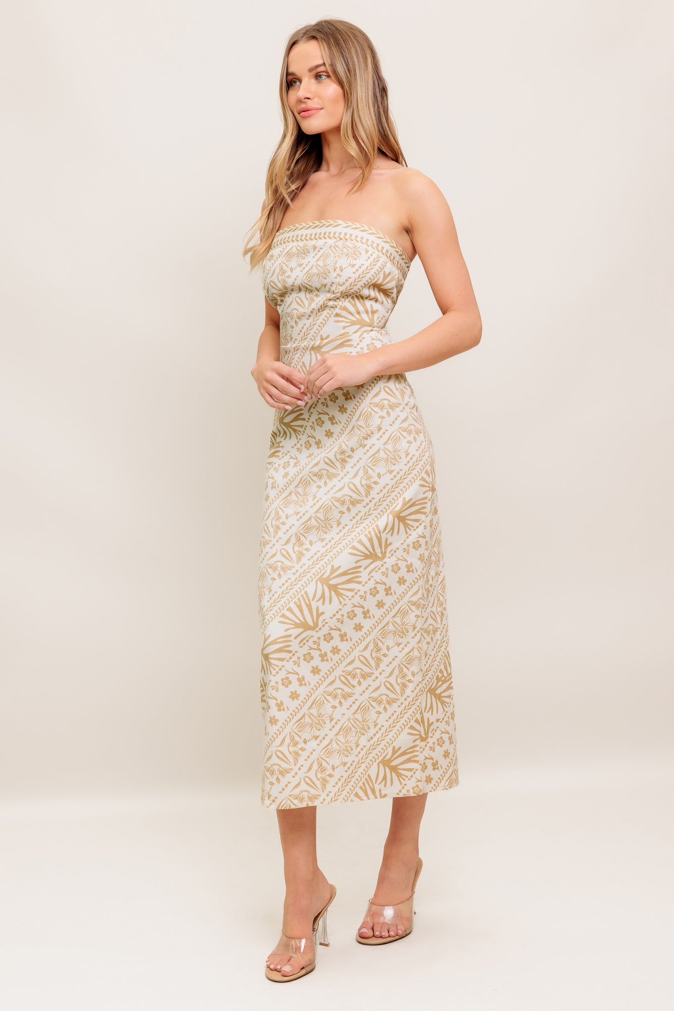 BOHO TROPIC DRAPE WOVEN MIDI DRESS - By Baano