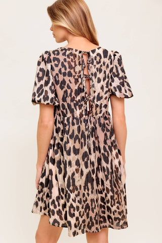 FOREVER YOURS LEOPARD WOVEN MINI DRESS - By Baano