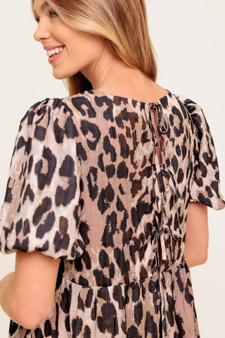 FOREVER YOURS LEOPARD WOVEN MINI DRESS - By Baano