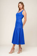 PLEASANT DREAMS BLUE WOVEN MIDI DRESS - By Baano
