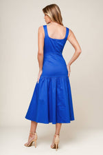 PLEASANT DREAMS BLUE WOVEN MIDI DRESS - By Baano