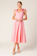 ON THE RIGHT TRACK PEACH WOVEN MIDI DRESS - By Baano