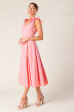 ON THE RIGHT TRACK PEACH WOVEN MIDI DRESS - By Baano