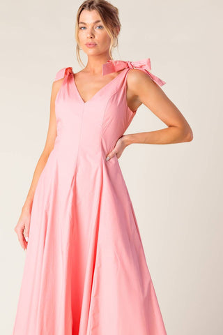 ON THE RIGHT TRACK PEACH WOVEN MIDI DRESS - By Baano