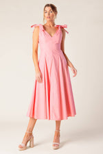 ON THE RIGHT TRACK PEACH WOVEN MIDI DRESS - By Baano