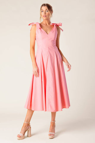 ON THE RIGHT TRACK PEACH WOVEN MIDI DRESS - By Baano