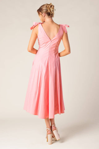 ON THE RIGHT TRACK PEACH WOVEN MIDI DRESS - By Baano