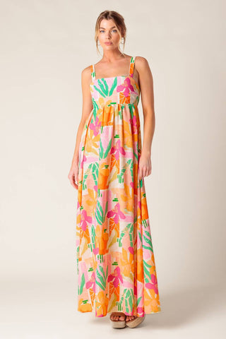 BON VOYAGE PINK ORANGE WOVEN MAXI DRESS - By Baano