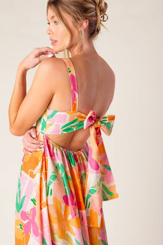 BON VOYAGE PINK ORANGE WOVEN MAXI DRESS - By Baano
