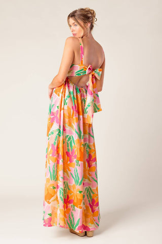 BON VOYAGE PINK ORANGE WOVEN MAXI DRESS - By Baano