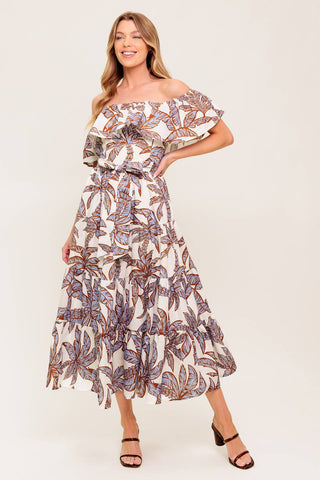 LILY GARDEN LAVENDER WOVEN MIDI DRESS - By Baano