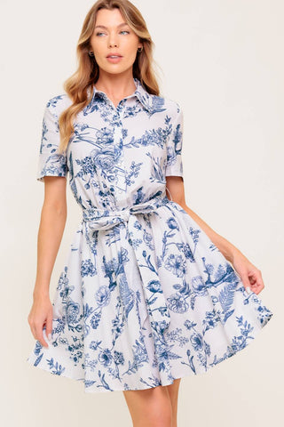 WILDFLOWER ROMANCE WOVEN MINI SHIRT DRESS - By Baano