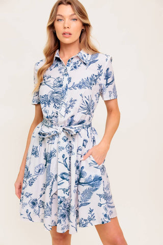 WILDFLOWER ROMANCE WOVEN MINI SHIRT DRESS - By Baano