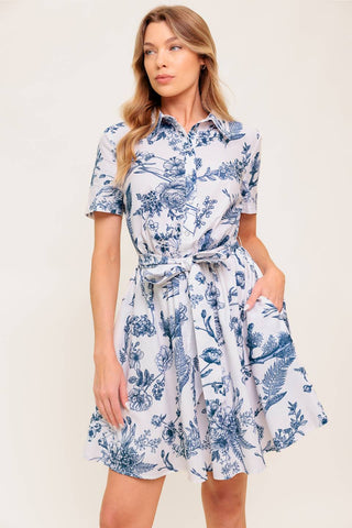 WILDFLOWER ROMANCE WOVEN MINI SHIRT DRESS - By Baano