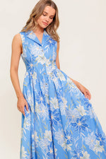 FERN WHISPER BLUE WOVEN MIDI DRESS - By Baano