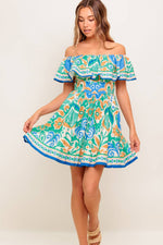 COASTAL LOVE SAGE BLUE WOVEN MINI DRESS Flying Tomato