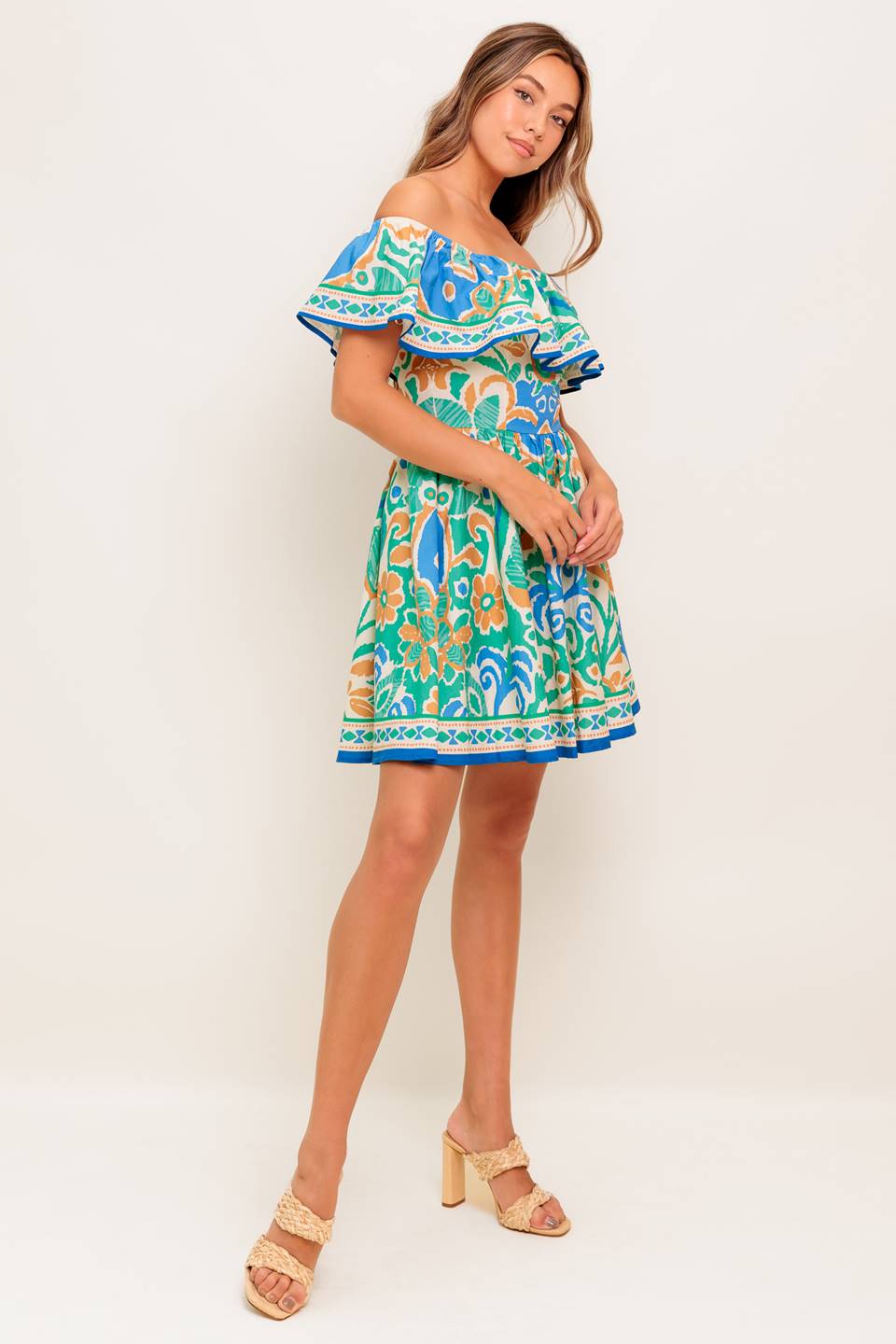 COASTAL LOVE SAGE BLUE WOVEN MINI DRESS Flying Tomato