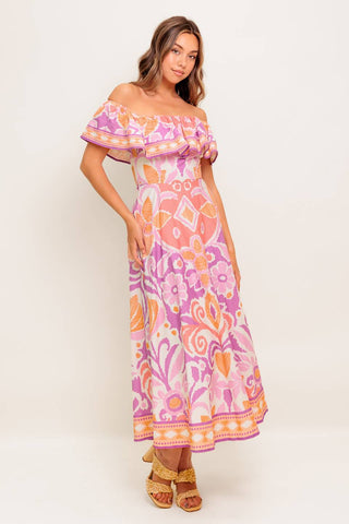 CABANA DREAM LAVENDER WOVEN MIDI DRESS - By Baano