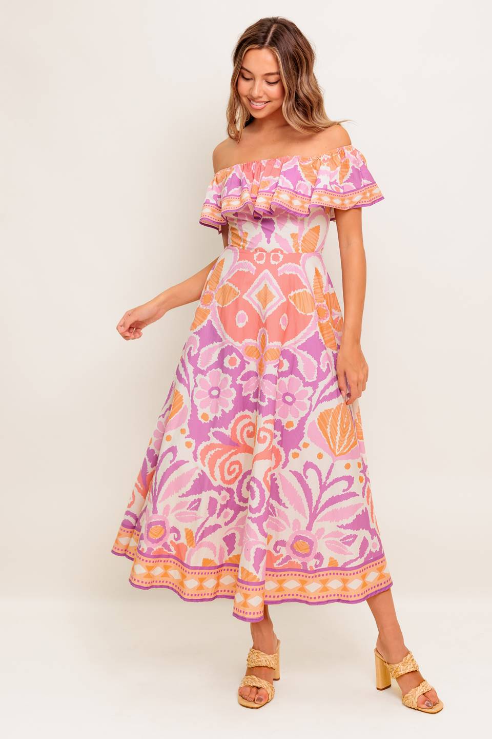 CABANA DREAM LAVENDER WOVEN MIDI DRESS - By Baano