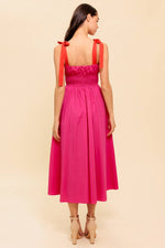 EVENING DELIGHTS FUCHSIA WOVEN MIDI DRESS - By Baano