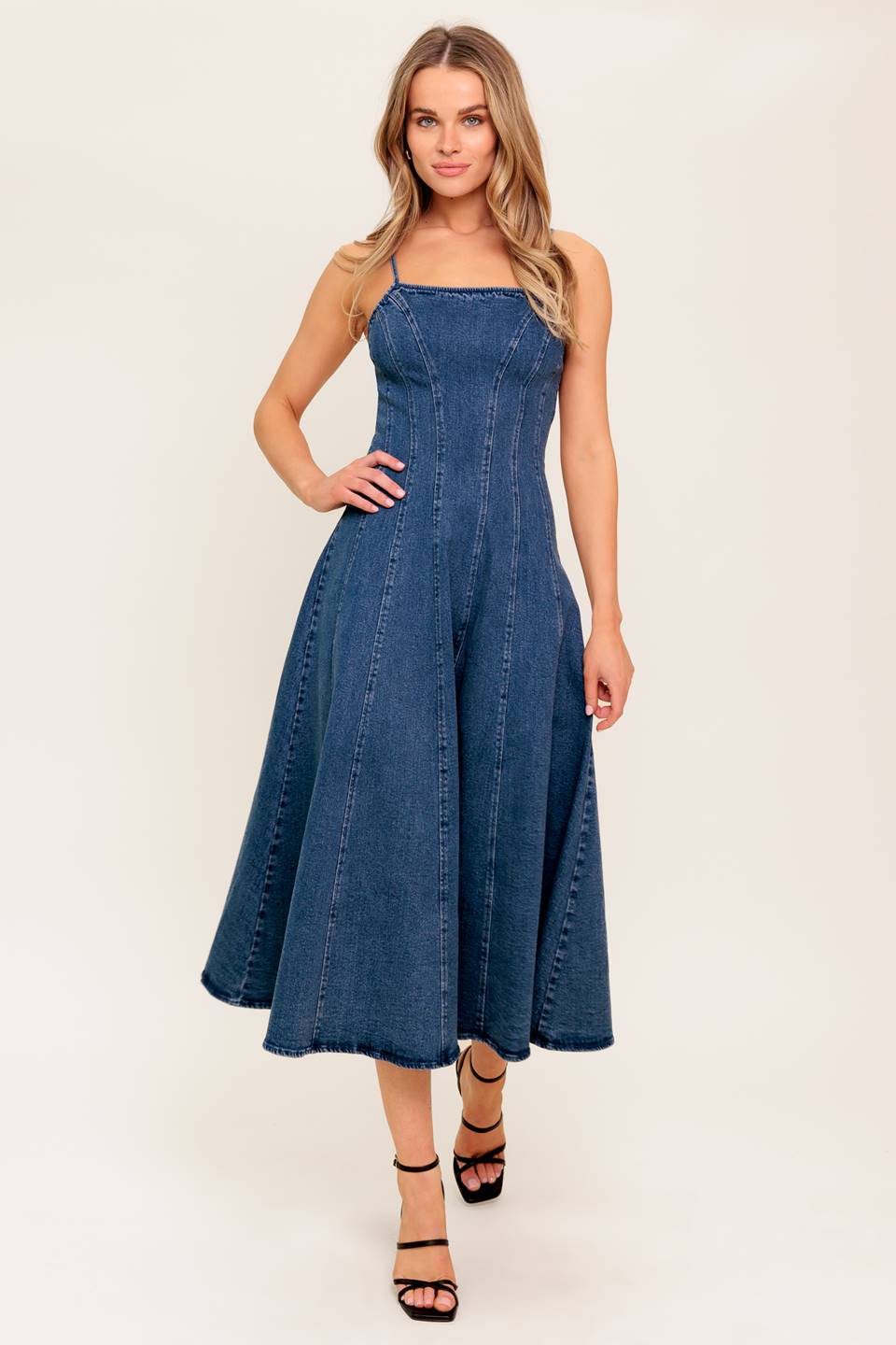 VANILLA COVE DENIM MIDI DRESS