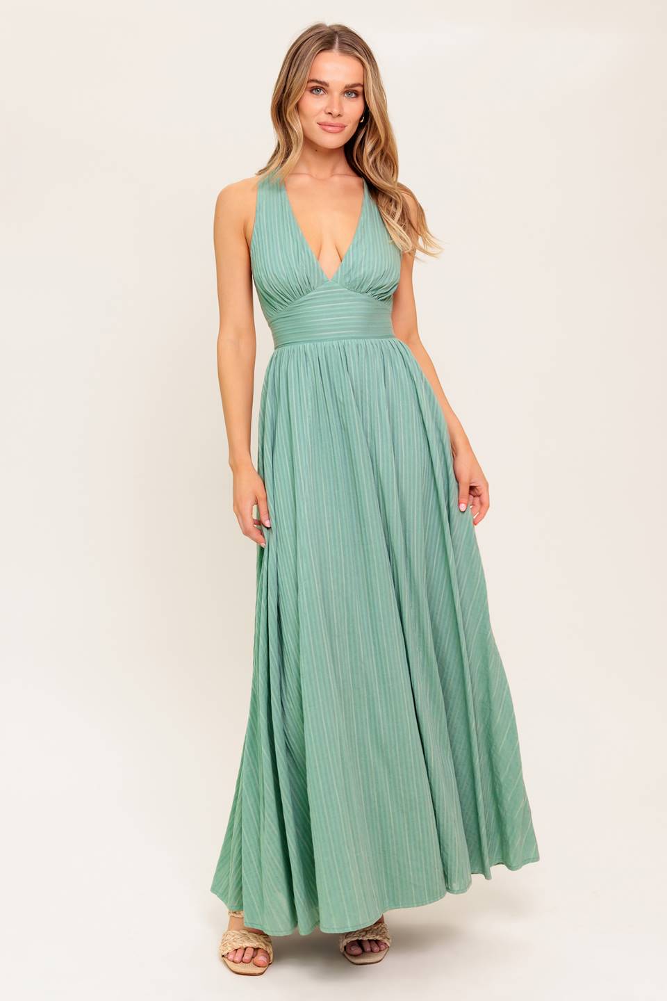SUNSHINE ON MY MIND SAGE WOVEN MAXI DRESS - By Baano