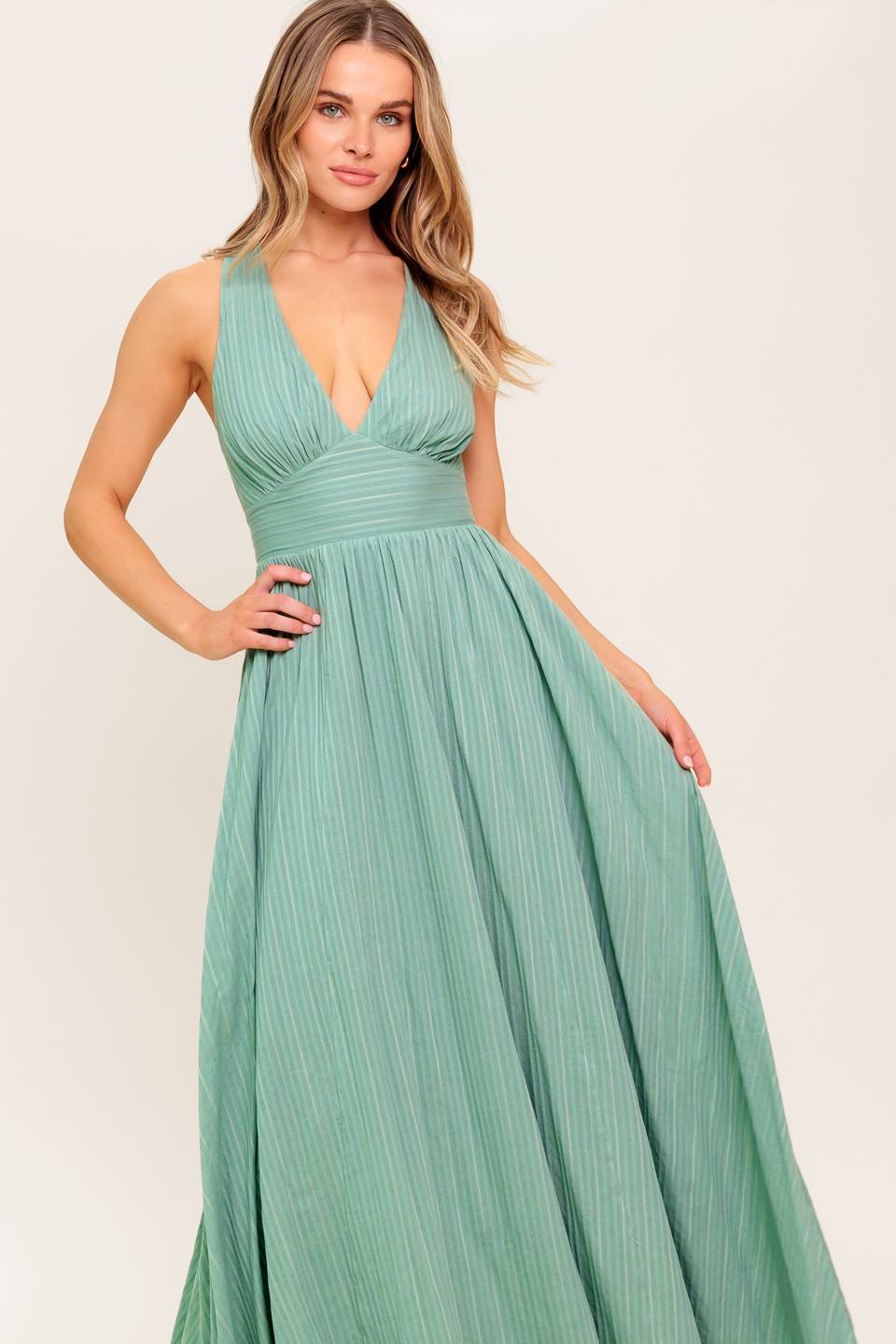 SUNSHINE ON MY MIND SAGE WOVEN MAXI DRESS - By Baano