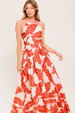 FIRST GLANCE RED WOVEN MIDI DRESS Flying Tomato