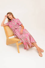 SWEET CAMELLIA PINK WOVEN MIDI DRESS - By Baano