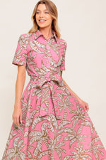 SWEET CAMELLIA PINK WOVEN MIDI DRESS - By Baano