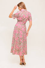 SWEET CAMELLIA PINK WOVEN MIDI DRESS - By Baano