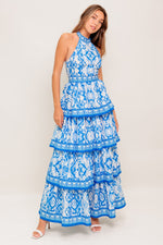 BLUSHING BLOSSOM BLUE WOVEN MAXI DRESS Flying Tomato
