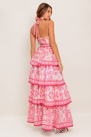 BLUSHING BLOSSOM FUCHSIA WOVEN MAXI DRESS - By Baano