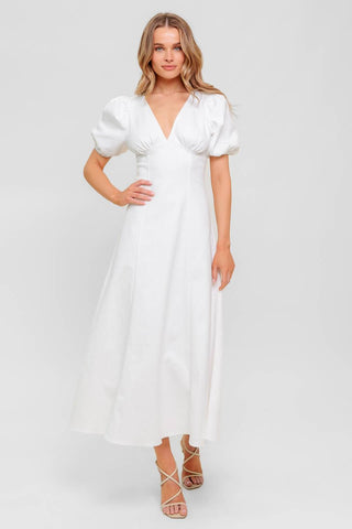 SECRET VINE GLOW WOVEN TWILL MIDI DRESS - By Baano