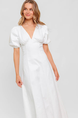 SECRET VINE GLOW WOVEN TWILL MIDI DRESS - By Baano