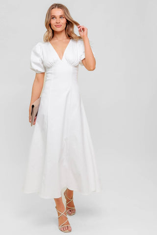 SECRET VINE GLOW WOVEN TWILL MIDI DRESS - By Baano
