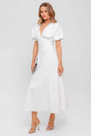SECRET VINE GLOW WOVEN TWILL MIDI DRESS - By Baano
