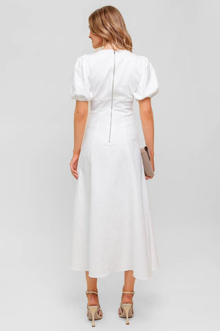 SECRET VINE GLOW WOVEN TWILL MIDI DRESS - By Baano