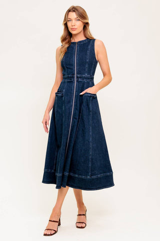 RAW BEAUTY DENIM MIDI DRESS - By Baano